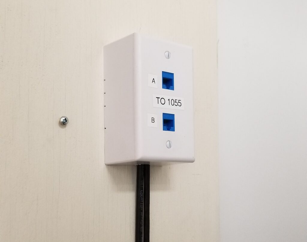 Dual Cat6 data and voice cabling installed by DSI for small business in Melbourne FL