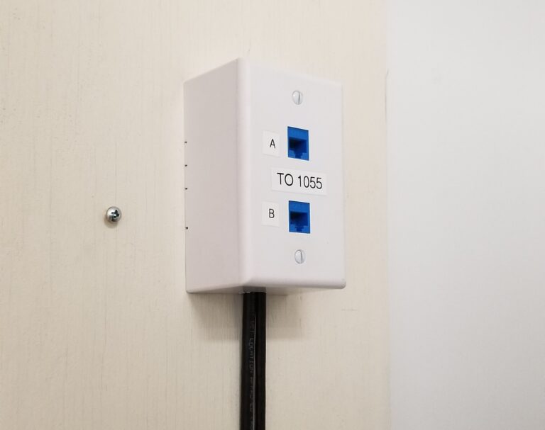Dual Cat6 data and voice cabling installed by DSI for small business in Melbourne FL